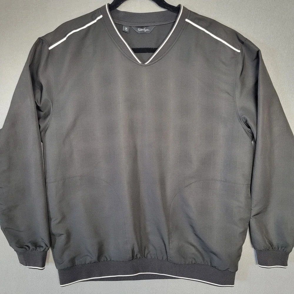Walter‎ Hagen Mens Black V-Neck Golf Windshirt Pullover Jacket Size M Medium